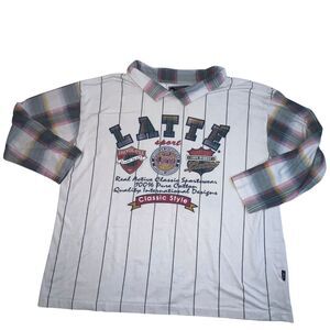 Latté Shirt XL Collared Striped Long Sleeve Classic Athletic Sportswear Top